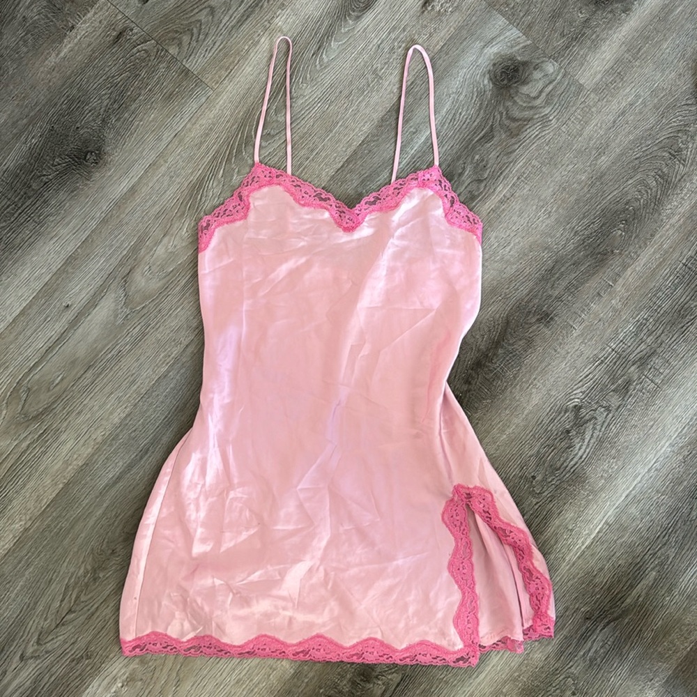 Vintage Victorias Secret Pink Slip Satin Nightgown Extra Small